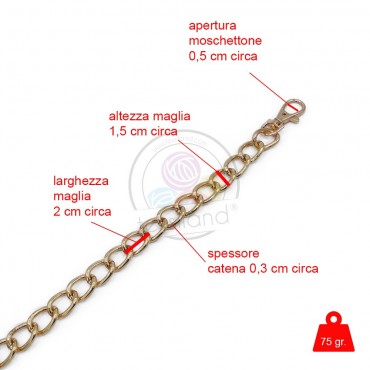 Asa de hombro cadena Grace Oro para bolsos de tamaño mediano y pochettes | Tessiland