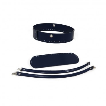 Set Giroborsa per borse a uncinetto con fondo e manici Navy