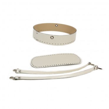 Set Giroborsa per borse a uncinetto con fondo e manici Panna