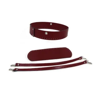 Crochet Bag Frame Set with Bottom and Handles Bordeaux