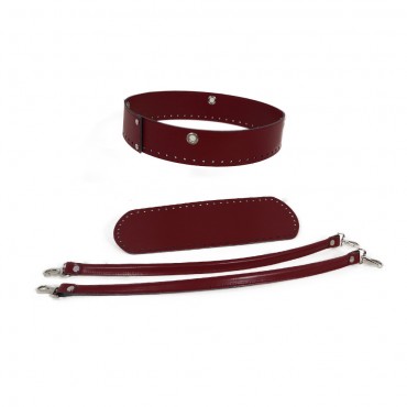 Set Giroborsa per borse a uncinetto con fondo e manici Bordeaux