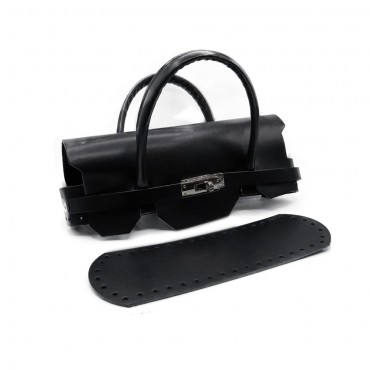 Set borsa Birkin in ecopelle con patta fondo e manici per borse Nero