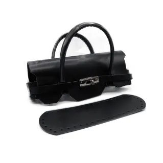 Set de sac Birkin en simili cuir avec fond et poignées pour sacs Noir