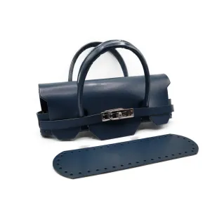 Set de bolso Birkin en ecopiel con tapa fondo y asas para bolsas Navy