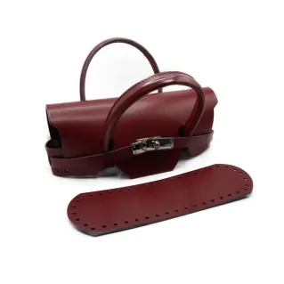 Birkin Bag Set in Eco Leather with Bottom Flap and Handles for Bags Bordeaux