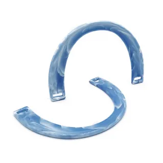 Hands Handles for Bags in Marble Effect Resin 17x12cm Azzurro