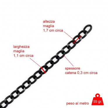 Catena 17x11 d mm 3 Nero opaco Mt 1