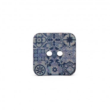 Bottone Klimt in cocco naturale Blu