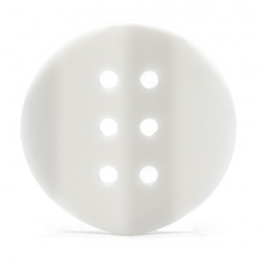 Bottone Hoja a forma di foglia in poliestere a 6 fori 28mm Bianco