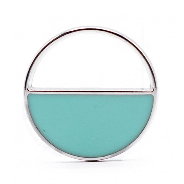 Bottone Half a mezza luna in metallo argento smaltato 25mm