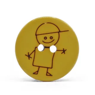 Boy Button for aprons Yellow