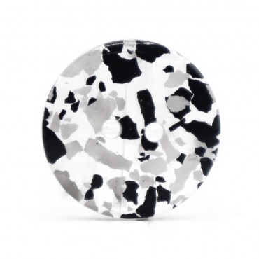 Bottone Mosaico in resina con scaglie colorate inglobate Nero