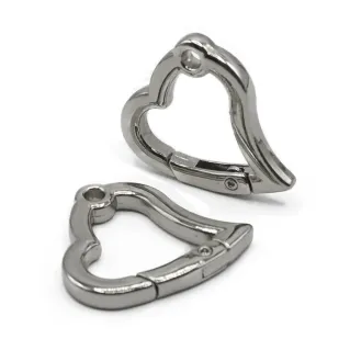 Heart-shaped Spring Clips for Keychains 2pcs Argento
