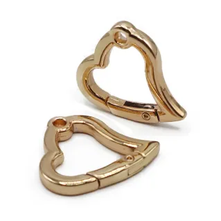 Mosquetones Heart en forma de corazón con cierre de resorte para llaveros 2pz Oro