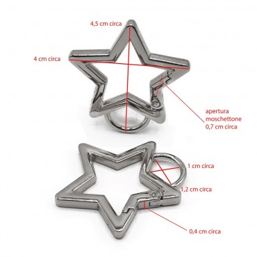 Moschettoni Stars Argento mm25 2pz per borse a uncinetto | Tessiland