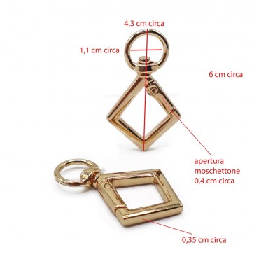 Carabiners Gold Rhombus mm17 2pz for crochet bags | Tessiland