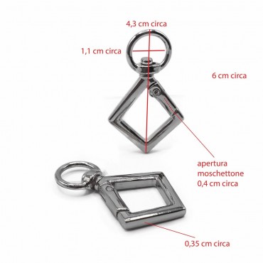 Carabiners Silver Rhombus mm17 2pz for crochet bags | Tessiland