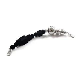 Metal and Velvet Box Circle Handle with Carabiners for Clutch Bags Black