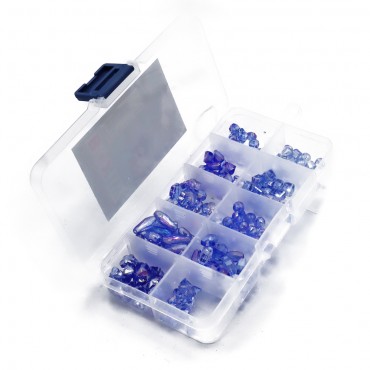 Cristalli per bijoux assortiti in resina con box 10 scomparti Blu 36