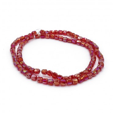 Perline cilindriche effetto cristallo in resina 6mm per bijoux Rosso 88