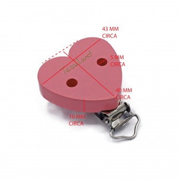 Clip per ciuccio Cuore Personalizzabile Rosa