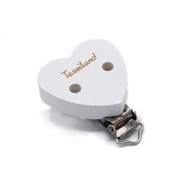 Clip per ciuccio Cuore personalizzabile nickel free Bianco