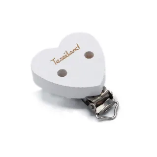 Customizable Heart Pacifier Clip Nickel Free White