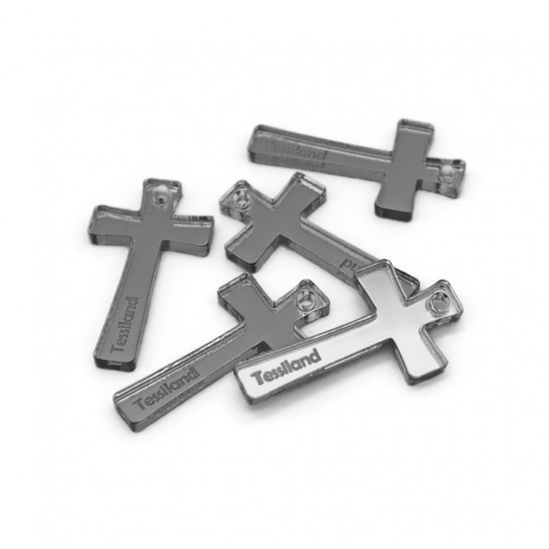 Crocifisso Personalizzabili conf 5 pz Plex specchiato argento