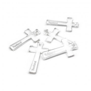 Crocifisso personalizzabile in plex per bomboniere 40x20mm 5pz Trasparente