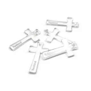 Crocifix personnalisable en plex pour dragées 40x20mm 5pcs Trasparente