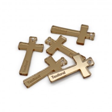 Crocifisso personalizzabile in plex per bomboniere 40x20mm 5pz Oro