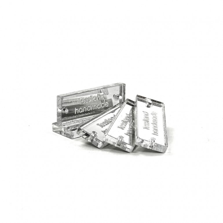 Custom Tags Rectangular pack 5 pcs Plex mirror Silver