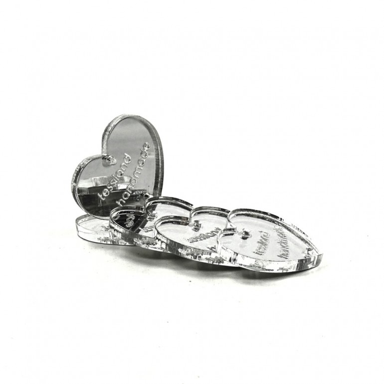 Targhette Personalizzabili Cuore conf. 5 pz Plex specchiato argento