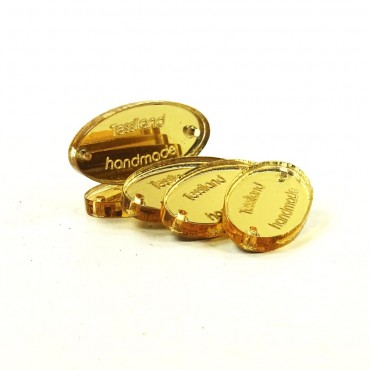 Custom Tags Oval pack 5 pcs Plex mirror Gold