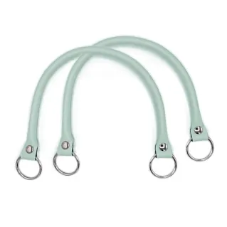Circle Handles Reinforced Eco-Leather with Silver Rings 43cm 2pcs Tiffany