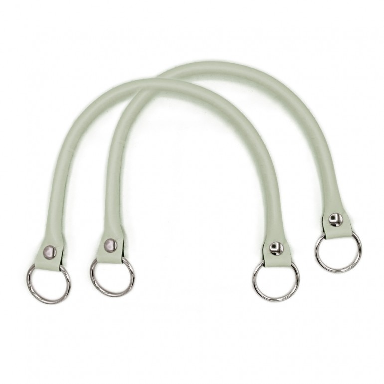 Paire de poignées Circle en éco-cuir pour créations au crochet Ivoire | Tessiland