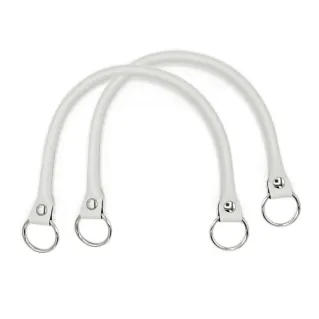 Manches Circle en Similicuir Renforcées avec Anneaux Argent 43cm 2pcs Blanc