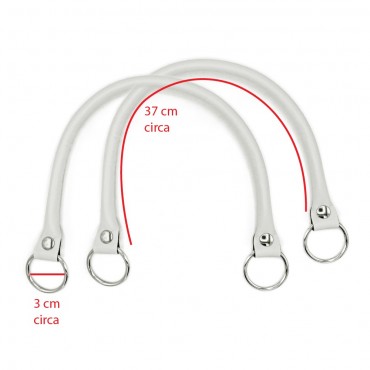 Paire de poignées Circle en éco-cuir pour créations au crochet Blanc | Tessiland