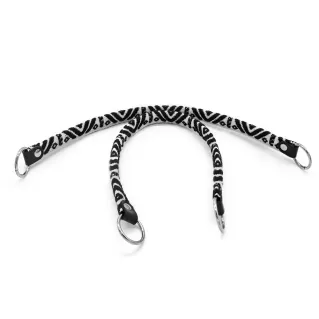 Maya Fabric Handles with Rings and Faux Leather Trimmings Made in Italy Nero