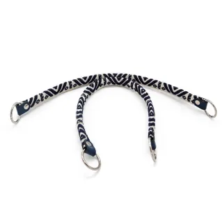 Maya Fabric Handles with Rings and Faux Leather Trimmings Made in Italy Blu navy
