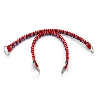 Manchons Cheope en tissu avec anneaux et finitions en simili cuir made in Italy Giove rosso