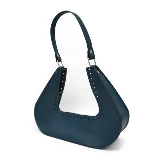 Kaya Eco Leather Bag Set for Crochet Bags with Riveted Handle Navy