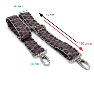 Cheope Mars Fabric Bag Strap with Silver Finishes | Tessiland