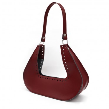 Set Borsa Kaya in Ecopelle con rifiniture argento Bordeaux | Tessiland