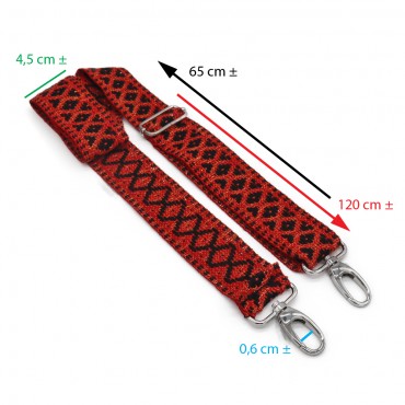 Strap for crochet bags Fabric Rombo Lux Red | Tessiland