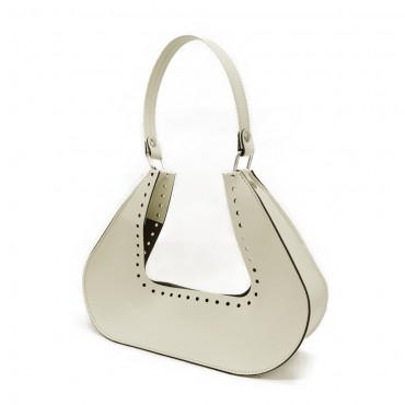 Set borsa Kaya in ecopelle per borse a uncinetto con manico rivettato Panna