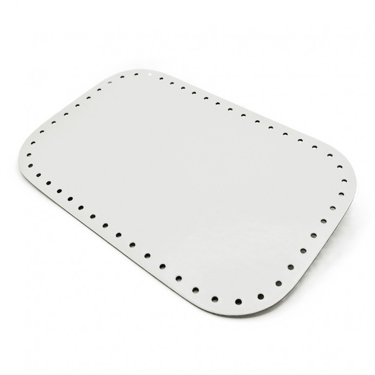 Eco Leather Bag Bottom 28x18 with Rounded Corner White | Tessiland