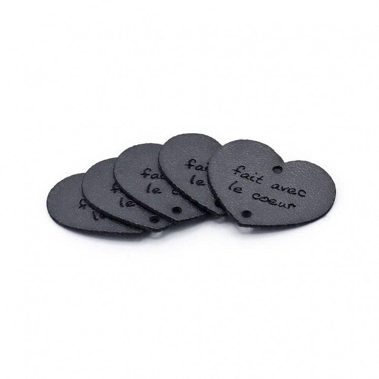 Etiqueta de Eco-piel corazón titanium fait avec le cœur | Tessiland