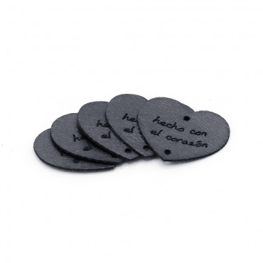 Targhetta Ecopelle cuore titanium hecho con el corazón | Tessiland