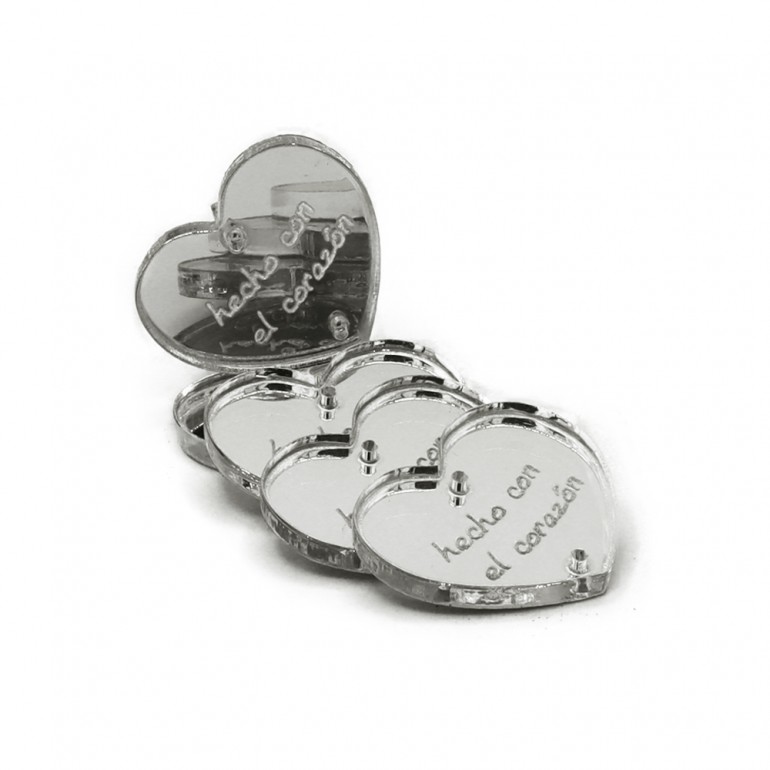 Plexiglass tag mirrored heart hecho con el corazón | Tessiland